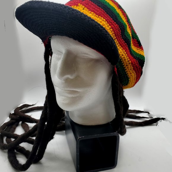 Multicolor Reggae Rasta Hat Dreadlocks Long Halloween Costume Wig Cosplay - Picture 2 of 5
